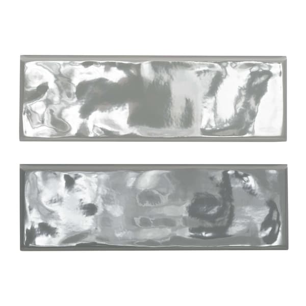 Urbano Graphite Bullnose 4 In. X 12 In. Glossy Ceramic Wall Tile, 12PK